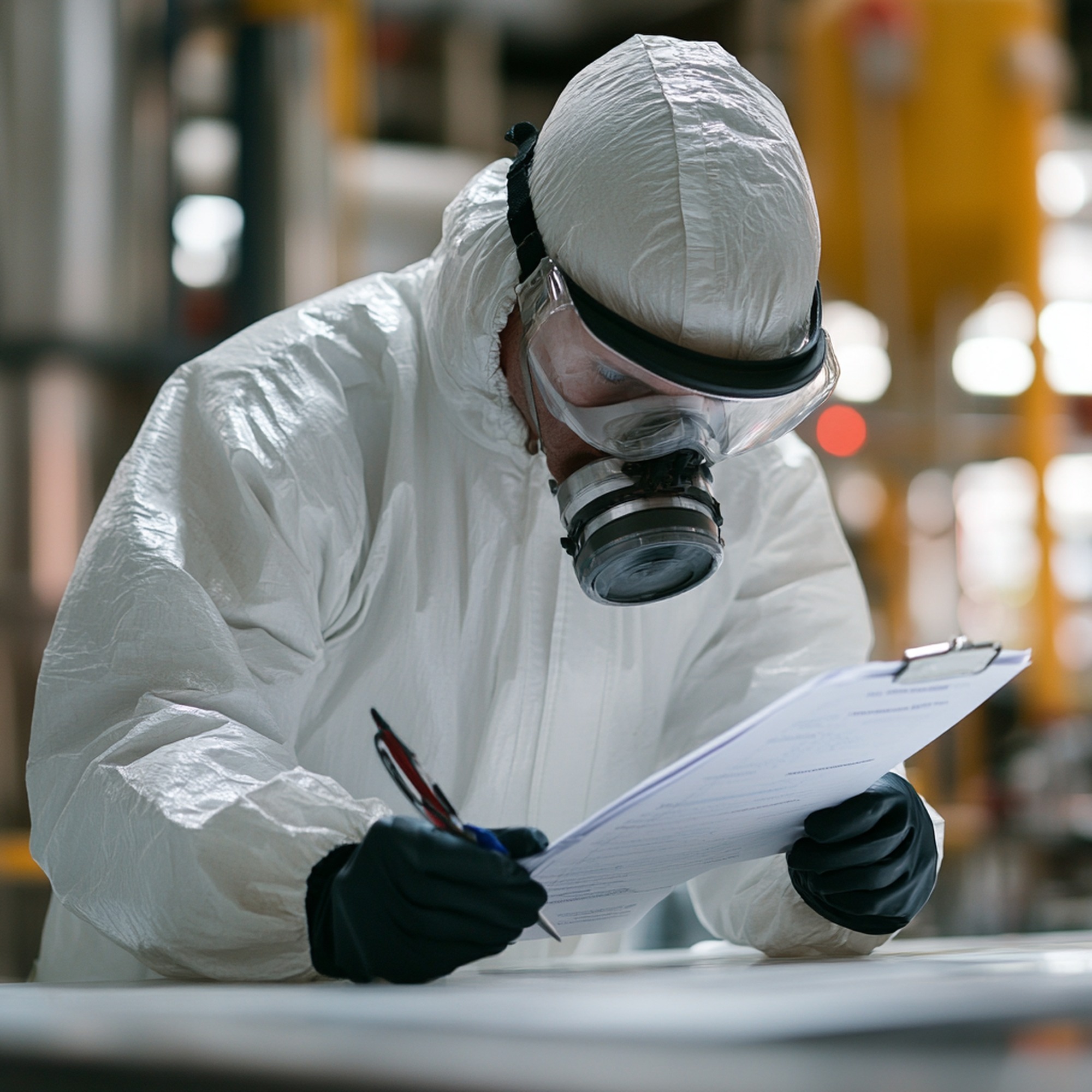 Construction safety workers in protective gear